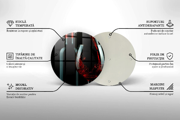 Tagliere in vetro Bottiglia e bicchiere di vino