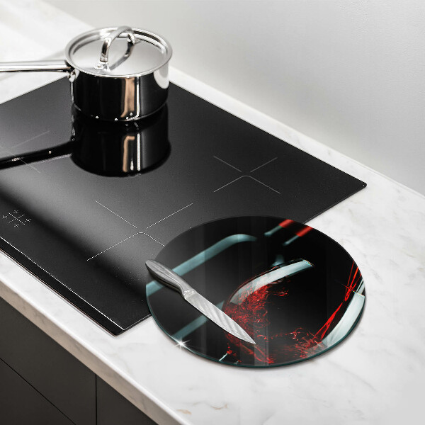 Tagliere in vetro Bottiglia e bicchiere di vino