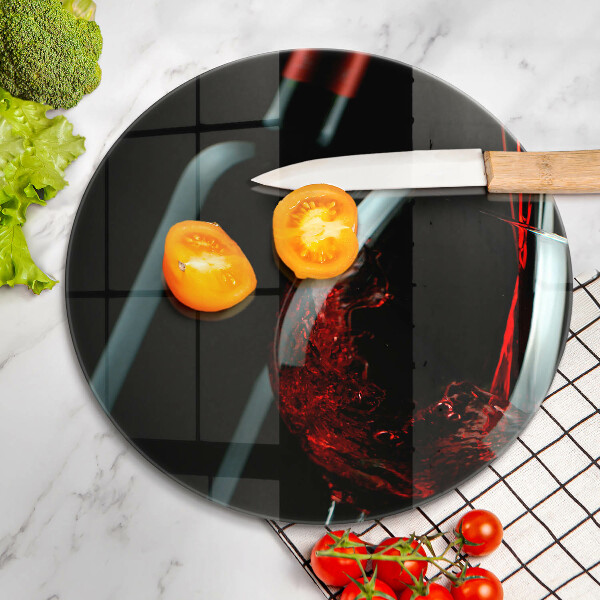 Tagliere in vetro Bottiglia e bicchiere di vino