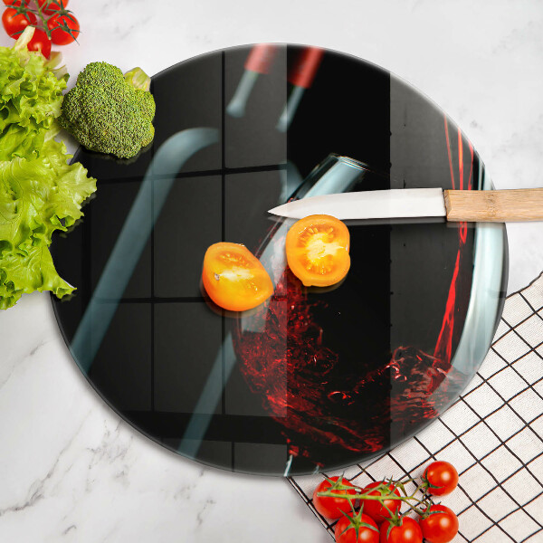 Tagliere in vetro Bottiglia e bicchiere di vino