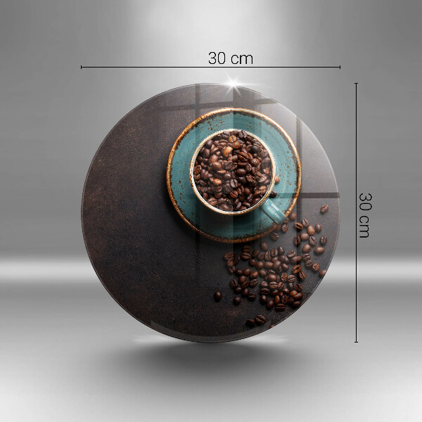 Tagliere in vetro temperato Una tazza di chicchi di caffè