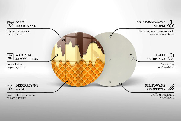 Tagliere in vetro temperato Illustrazione del cono gelato