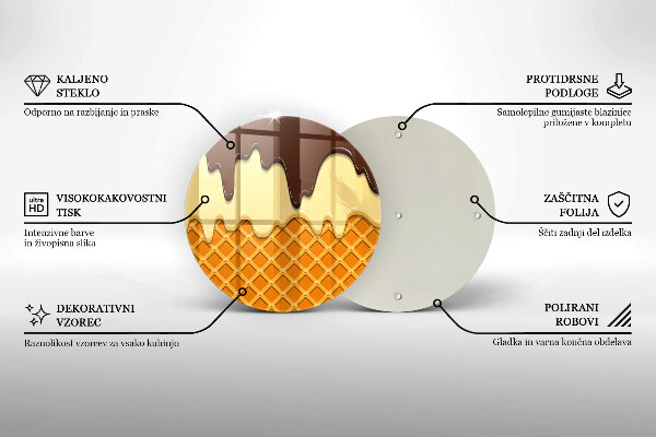 Tagliere in vetro temperato Illustrazione del cono gelato