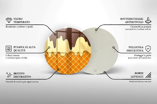 Tagliere in vetro temperato Illustrazione del cono gelato
