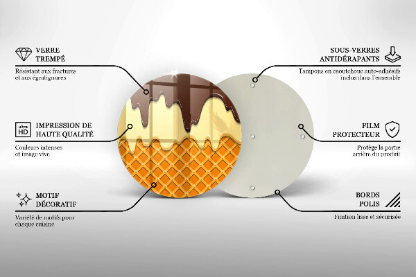 Tagliere in vetro temperato Illustrazione del cono gelato