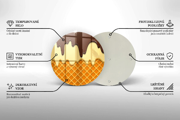 Tagliere in vetro temperato Illustrazione del cono gelato