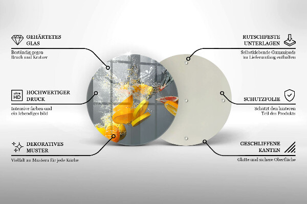 Tagliere in vetro temperato Limoni in acqua