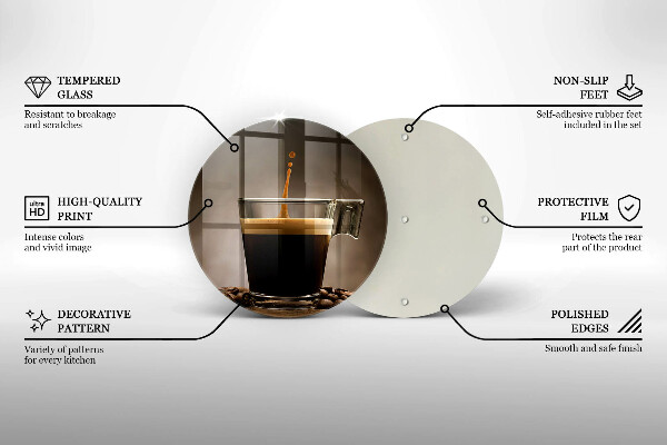 Tagliere in vetro temperato Vetro e chicchi di caffè