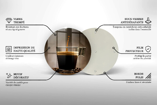 Tagliere in vetro temperato Vetro e chicchi di caffè