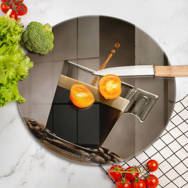 Tagliere in vetro temperato Vetro e chicchi di caffè