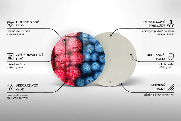 Tagliere in vetro temperato Frutti di lampone e mirtillo