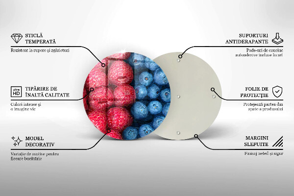 Tagliere in vetro temperato Frutti di lampone e mirtillo