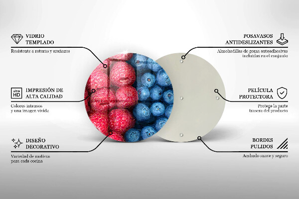 Tagliere in vetro temperato Frutti di lampone e mirtillo