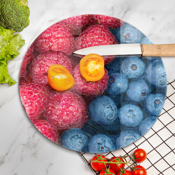 Tagliere in vetro temperato Frutti di lampone e mirtillo