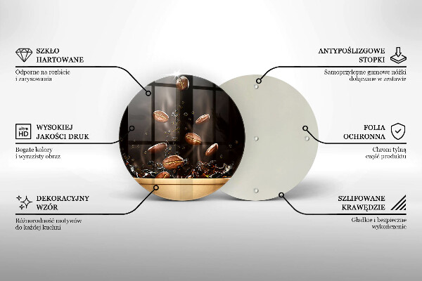 Tagliere in vetro temperato Chicchi di caffè caldi