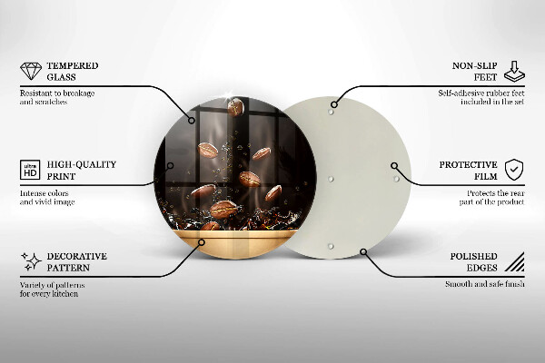 Tagliere in vetro temperato Chicchi di caffè caldi