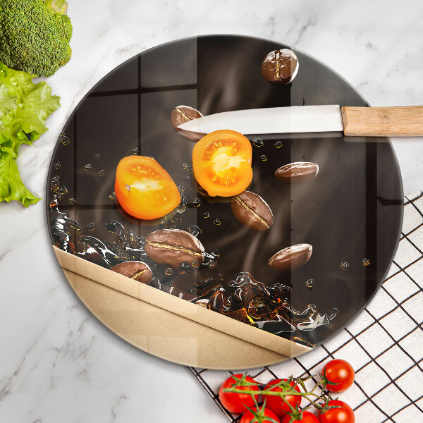 Tagliere in vetro temperato Chicchi di caffè caldi