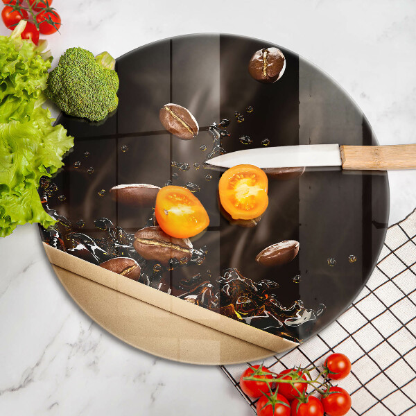 Tagliere in vetro temperato Chicchi di caffè caldi