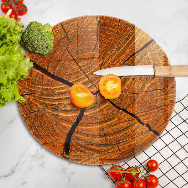 Tagliere in vetro Struttura in tronco di legno