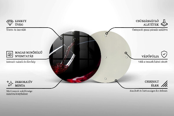 Tagliere in vetro Un bicchiere di vino rosso