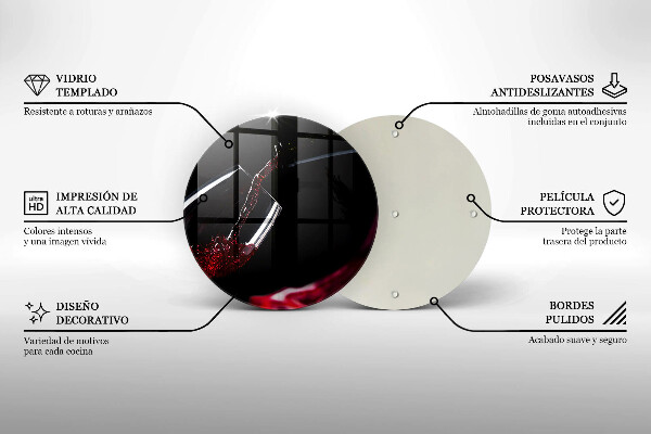 Tagliere in vetro Un bicchiere di vino rosso