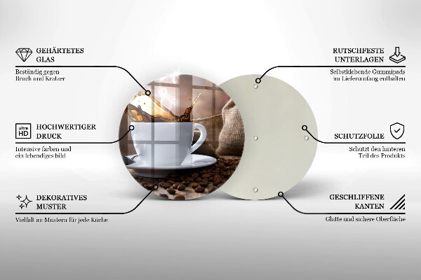 Tagliere in vetro Tazza e chicchi di caffè