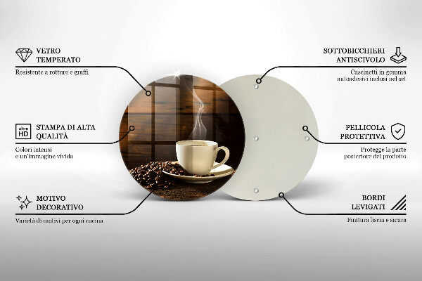 Tagliere in vetro Tazzina da caffè in legno
