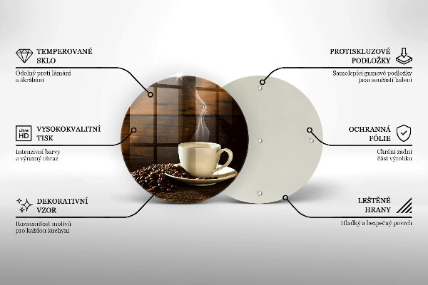 Tagliere in vetro Tazzina da caffè in legno