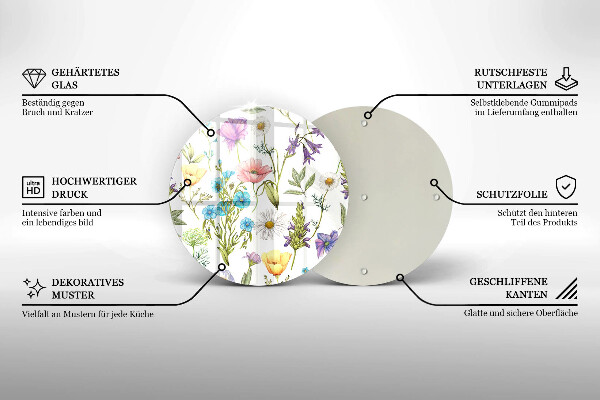 Tagliere in vetro Illustrazione dei fiori