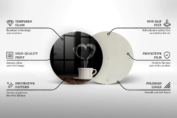 Tagliere in vetro Cuore della tazza di caffè