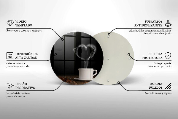 Tagliere in vetro Cuore della tazza di caffè