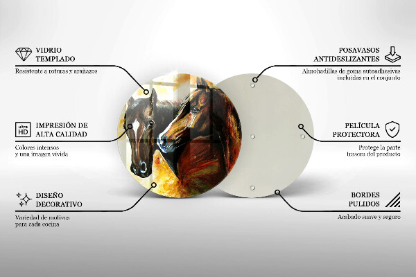 Tagliere in vetro temperato Animali cavalli