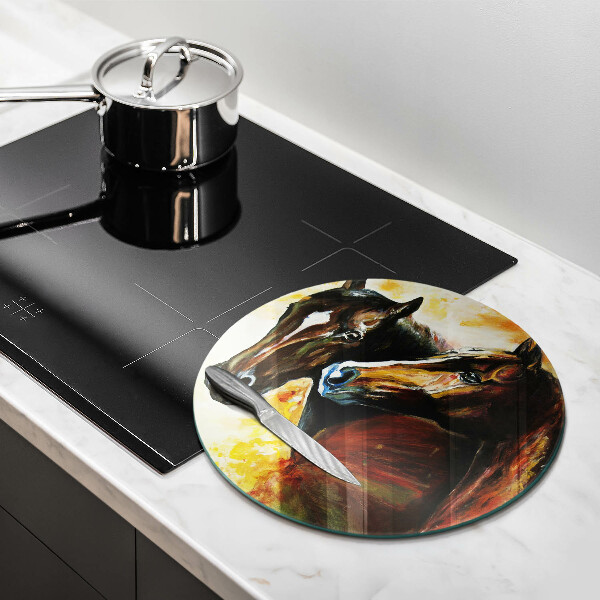 Tagliere in vetro temperato Animali cavalli