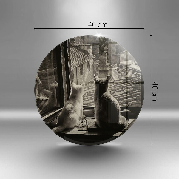 Tagliere in vetro Città e finestra dei gatti