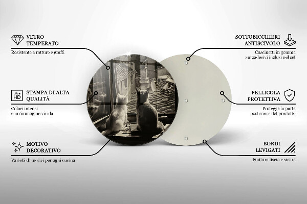 Tagliere in vetro Città e finestra dei gatti