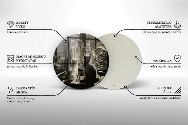 Tagliere in vetro Città e finestra dei gatti