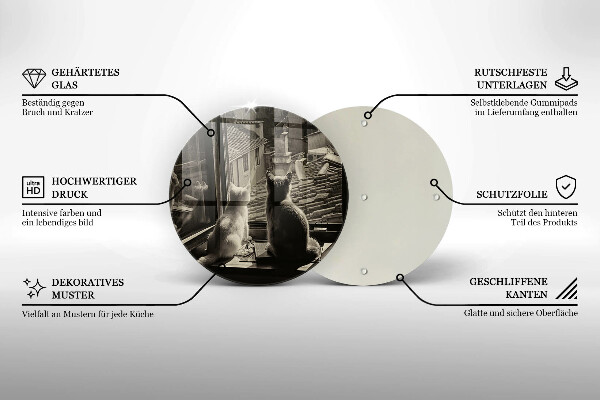 Tagliere in vetro Città e finestra dei gatti