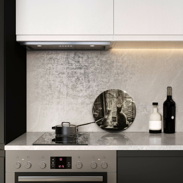 Tagliere in vetro Città e finestra dei gatti