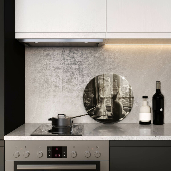 Tagliere in vetro Città e finestra dei gatti