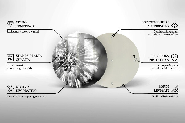 Tagliere in vetro Un delicato dente di leone