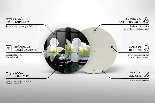 Tagliere in vetro Fiori bianchi nell'acqua Zen