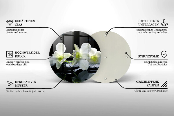 Tagliere in vetro Fiori bianchi nell'acqua Zen