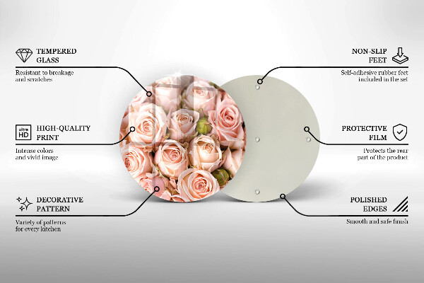 Tagliere in vetro Bouquet di rose delicate