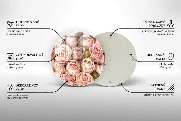 Tagliere in vetro Bouquet di rose delicate