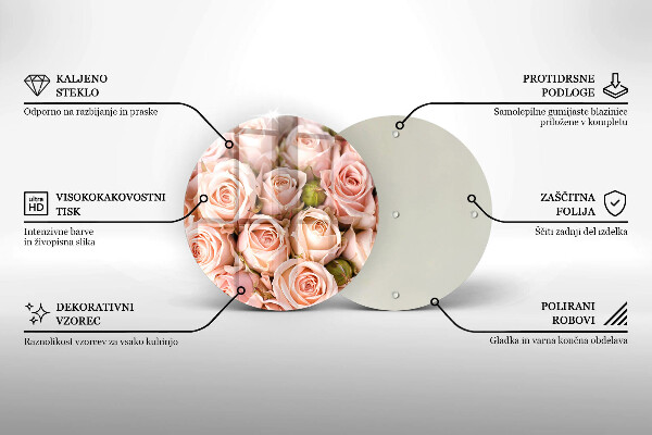 Tagliere in vetro Bouquet di rose delicate