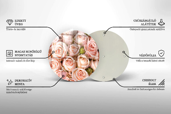 Tagliere in vetro Bouquet di rose delicate