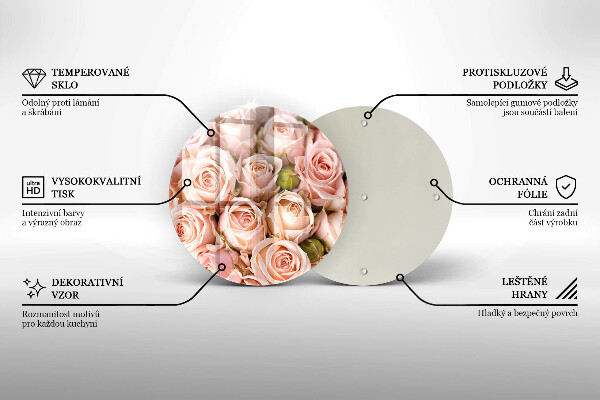 Tagliere in vetro Bouquet di rose delicate