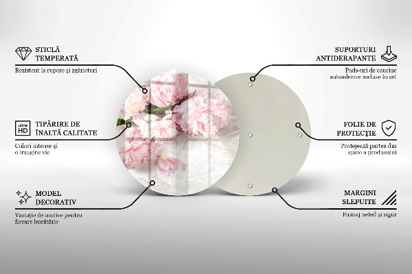 Tagliere in vetro Delicati fiori di rose