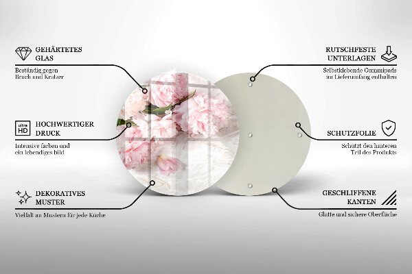 Tagliere in vetro Delicati fiori di rose