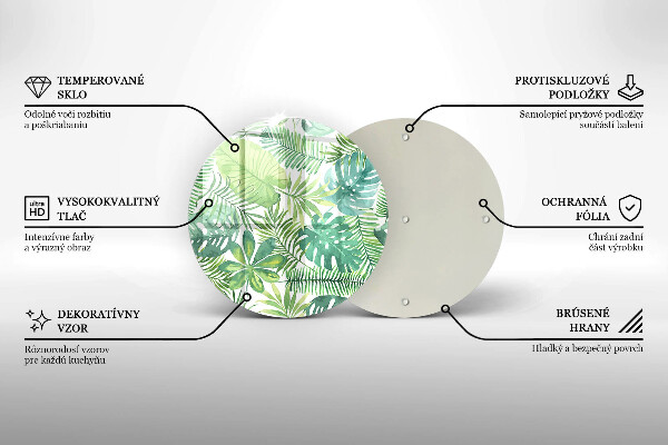 Tagliere in vetro Foglie boho dell'acquerello